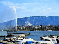 Lago Leman e repuxo em Genebra